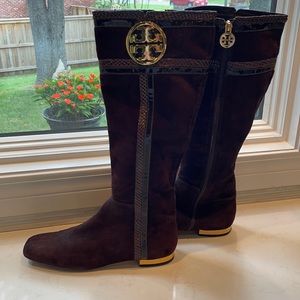 Tory Burch Uma Boots (maroon/purple) size 8.5